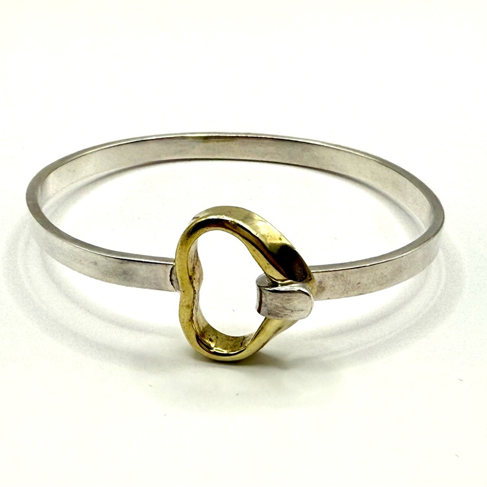 Sterling Silver 925 Heavy Bangle Bracelet – 23g, Sculptural Hook Closure